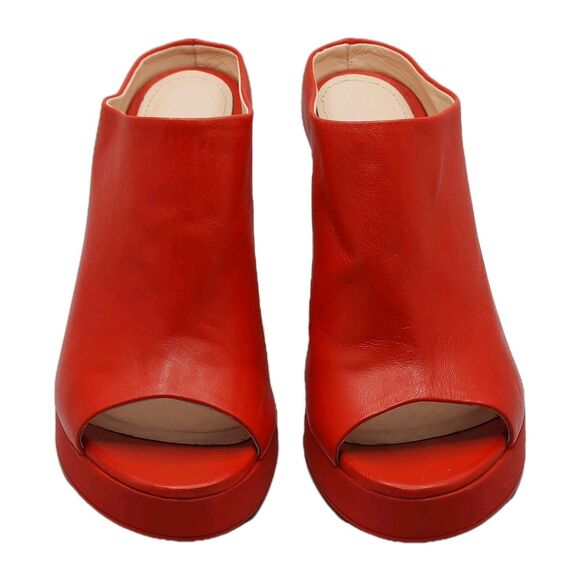 AGL ATTILIO GIUSTI LEOMBRUNI Red JANIS Slip-on Open Toe Mule Platform Heels 10 - Picture 3 of 16